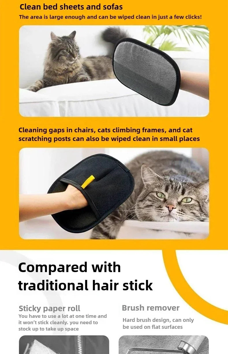 Guantes eficientes para Limpieza del cabello de mascotas, herramientas de cepillado para depilación, cepillo suave para el cuidado de perros y gatos, elimina el pelo de la alfombra del sofá