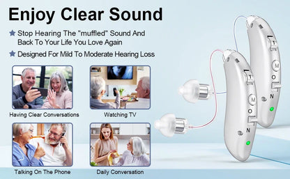 Nuevo producto auditivo, venta al por mayor, amplificador auditivo recargable BTE para adultos, audífonos invisibles digitales RIC para pérdida auditiva