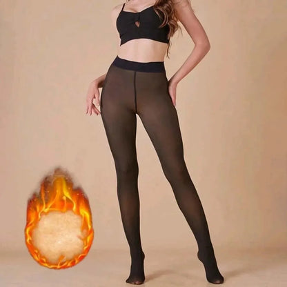 Pantimedias térmicas translúcidas de invierno para mujer, medias cálidas con forro polar grueso, pantalones, mallas cálidas